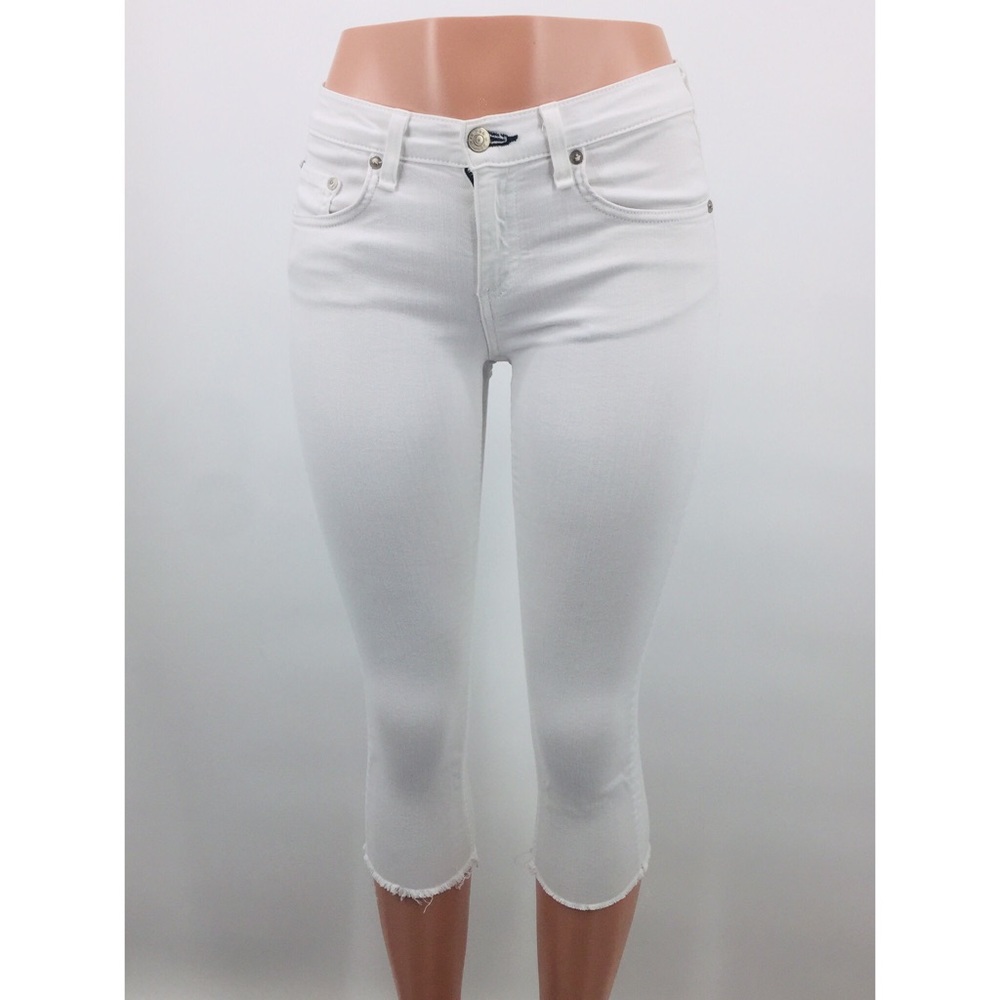 Rag & Bone The Dre Jean White Raw Hem Capri